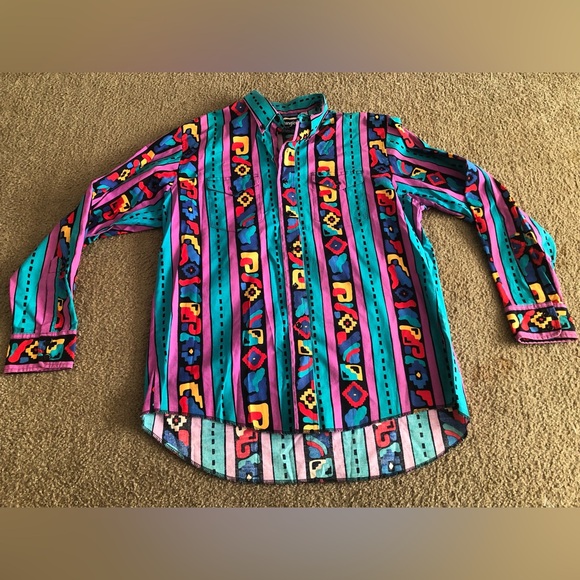 Vintage wrangler Brushpopperaztec checotah x long tails 17.5-35 purple blue
